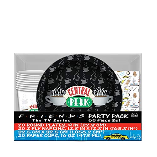 Product Cover Silver Buffalo FRD2015T Warner Bros Friends Central Perk Logo Paper Party Pack Set-20-Piece, Assorted, black and white
