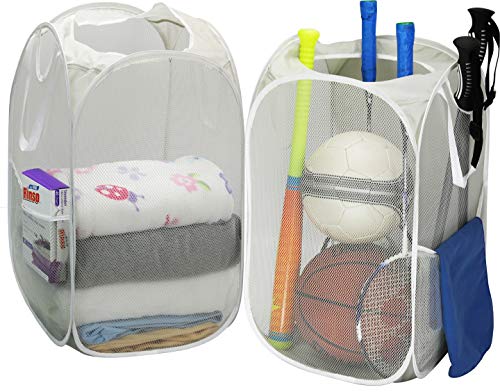 Product Cover 2 Pack - SimpleHouseware Mesh Pop-Up Laundry Hamper Basket with Side Pocket, Gray
