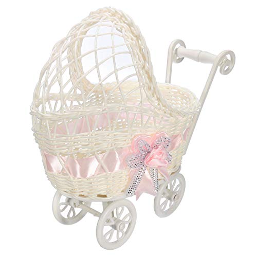 Product Cover Baby Shower Centerpiece Stroller Wicker Carriage Baby Shower Favor Decoration (Pink)