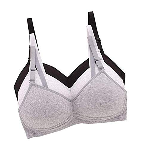 Product Cover MANJIAMEI Women Teen Girls Thin Cotton Breathable Sports Bra Wire Free Push up Running A-Cup Bra Solid
