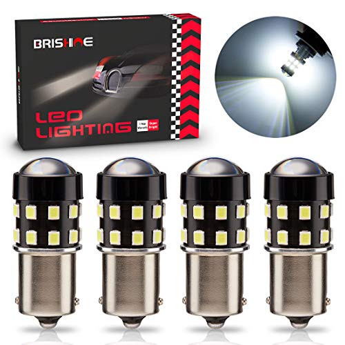 Product Cover BRISHINE 4-Pack 1000 Lumens Super Bright 1156 1073 1141 7506 BA15S LED Bulbs 6000K Xenon White 24-SMD LED Chipsets with Projector for Backup Reverse Lights, Parking Lights, Daytime Running Lights