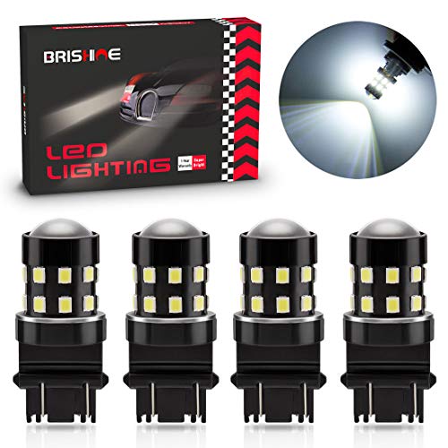 Product Cover BRISHINE 4-Pack 1000 Lumens Super Bright 3157 3156 3057 3056 3157K LED Bulbs 6000K Xenon White 24-SMD LED Chipsets with Projector for Backup Reverse Lights, Parking Lights, Daytime Running Lights