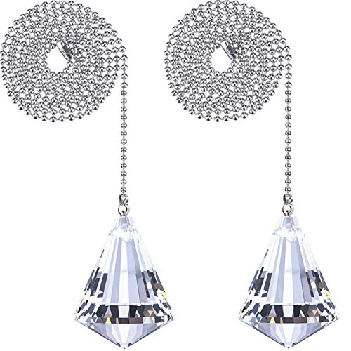 Product Cover Hestya 2 Sets Clear Crystal Pull Chain Extension with Connector for Ceiling Light Fan Chain, 1 Meter Length Each (Style E)