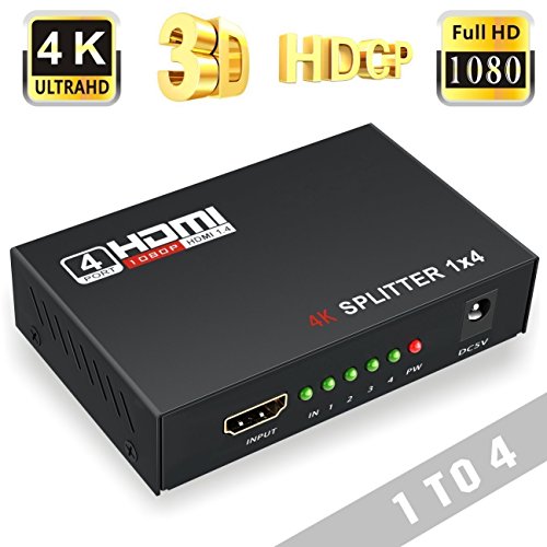 Product Cover WireScorts® 1 x 4 HDMI Splitter, Input and Output for Full HD 1080P Support,(Black)