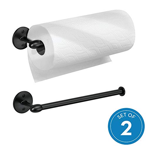 Product Cover iDesign Orbinni Wall Mount Paper Towel Holder, Paper Towel Roll Holder For Kitchen and Bathroom - Matte Black, Pack of 2