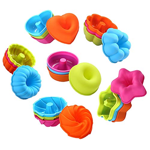 Product Cover To encounter 24Pcs Silicone Molds Silicone Cupcake Baking Cups Silicone Donut Baking Pan Set Nonstick 2 3/4 inches Silicone Donut Mold BPA Free Muffin Jello Bagel Pan Oven- Microwave- Dishwasher Safe...