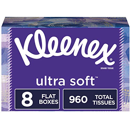 Product Cover Kleenex Ultra Soft Facial Tissues, 8 Flat Boxes, 120 Tissues per Box (960 Tissues Total)