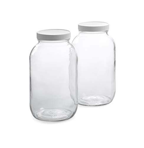 Product Cover 1790 Half Gallon Glass Jars (64oz) 2-Pack - Includes 2 Airtight Lids, Muslin Cloths, Rubber Bands - BPA Free, Dishwasher & Freezer Safe - Perfect for Kombucha, Kefir, Canning, Sun Tea, Fermentation