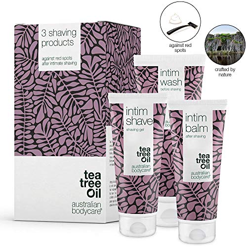 Product Cover Australian Bodycare Intimate Shaving KIT - 3 Products to get rid of red Bumps, Spots and ingrown Hairs After Shaving. Inside The kit: Intim Wash 6.76oz, Intim Shave 3.38oz, Intim Balm Aftershave 3.38