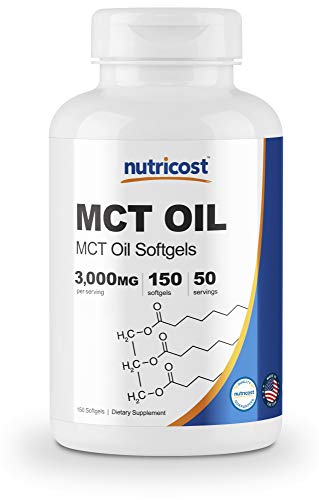 Product Cover Nutricost MCT Oil Softgels 1000mg, 150 SFG (3,000mg Serv) - Great for Keto, Ketosis, and Ketogenic Diets
