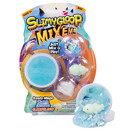 Product Cover SLIMYGLOOP Mix'Ems by Horizon Group USA-Shark Attack, Mix & Create Your Own Gooey, Putty, Blue Slime, with Sparkly Spangles & Squishy Stress Relief Shark Add Ins