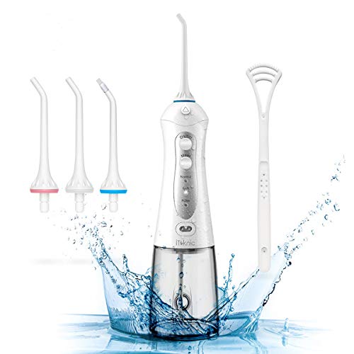 Product Cover iTeknic Water Flosser for Teeth Dental Oral Water Pick Portable with 300ml Water Tank, 5 Jet Tips Teeth Cleaner for Braces, 3 Modes, IPX7 Waterproof, USB Rechargeable, 1 Tips Box (gray)