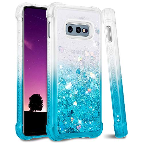 Product Cover Ruky Samsung Galaxy S10e Case, Galaxy S10e Glitter Case, Gradient Quicksand Series Flowing Liquid Floating TPU Bumper Cushion Protective Girls Women Case for Samsung Galaxy S10e, Gradient Teal