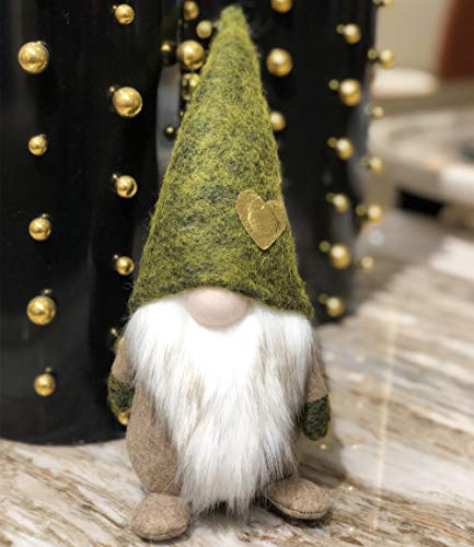 Product Cover Christmas Green St Patrick's Day Handmade Gnome Plush Standing Figurine for Spring, Irish Gnome Elf Scandinavian Yule Santa Nisse, Nordic Elf Figurine Home Holiday Decoration Ornaments, Green Gnome