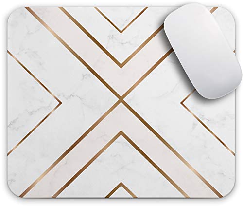 Product Cover Oriday Gaming Mouse Pad Custom for Home and Office, Modern Gold Cross Line Design for Women Non-Slip Rubber Thick Mouse Pad for Computers Desktops, PC, Laptop (11 - Chic White)