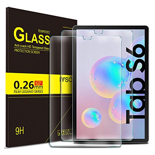 Product Cover IVSO 2 Pack-Screen Protector for Samsung Galaxy TAB S6/S5e,No-Bubble HD Clear Tempered Glass Screen Protector for Samsung Galaxy Tab S6 (2019) SM-T860/SM-T865 Tablet (10.5 Inch)