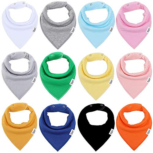 Product Cover Baby Bandana Drool Bibs for Boys and Girls,Super Soft Unisex 12 Pack Absorbent Cotton Organic Bib Set,Baby Shower Gift Set for Teething and Drooling