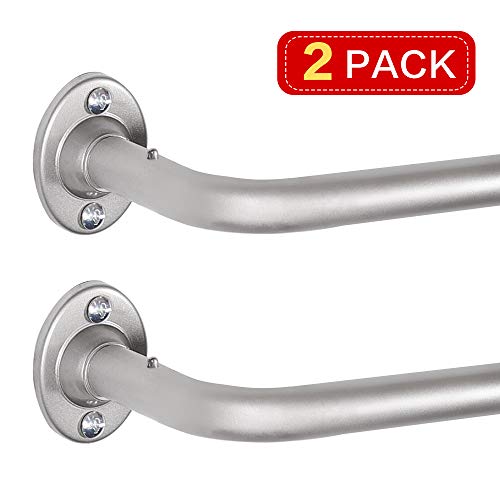 Product Cover Turquoize Wrap Curtain Rod Easy Install Room Darkening Wrap Around Curtain Rod Set with Hardware Adjustable Design for Blackout Curtain 2 Pack, Nickel, 48 to 86 Inch