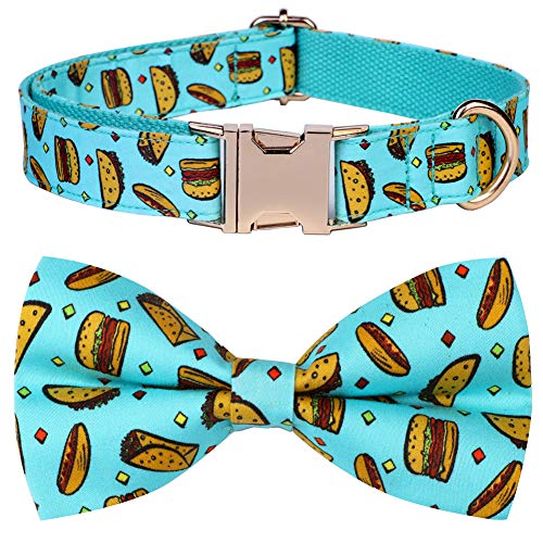 Product Cover csspet Taco Hamburger Collars Bow Tie for Small Pet Cat and Dogs, Soft Comfortable Bowite, Pure Cotton Adjustable Collar