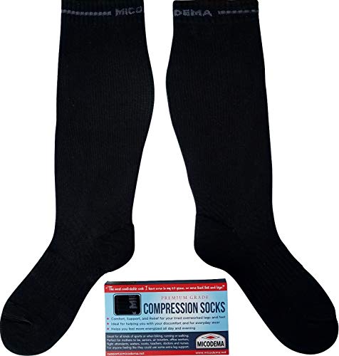 Product Cover MICODEMA Compression Socks XXWide Calf - For Thick Calves with Ankle and Arch Support, Knee High | Firm Gradient Pressure, Plus Size Premium Cotton Stocking with padded soles | XX-Wide