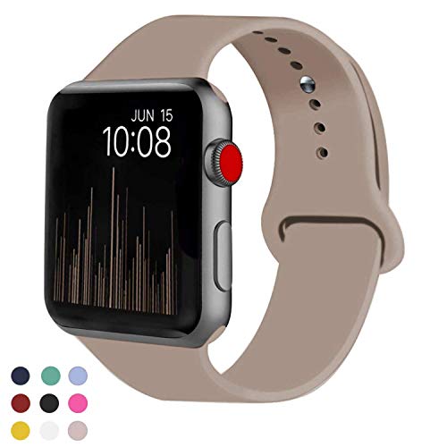 Product Cover VATI Sport Band Compatible for Apple Watch Band 42mm 44mm, Soft Silicone Sport Strap Replacement Bands Compatible with 2019 Apple Watch Series 5, iWatch 4/3/2/1, 42MM 44MM S/M (Walnut)