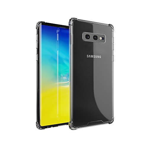 Product Cover amCase Samsung Galaxy S10E Case, Hybrid Shock Absorbing TPU Frame and Rigid Back Plate Case for Galaxy S10E (2019) - Clear