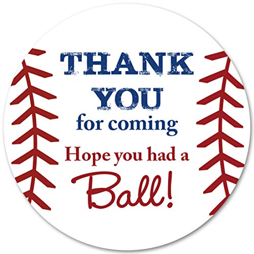 Product Cover 40 cnt Baseball Favor Thank You Stickers - Birthday Favor Stickers ...