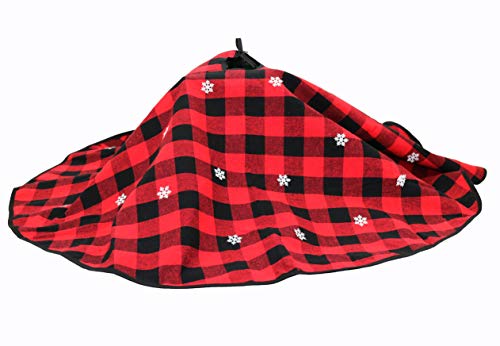 Product Cover Iconikal Accented Fabric Christmas Tree Skirt, 48-inch, Buffalo Plaid