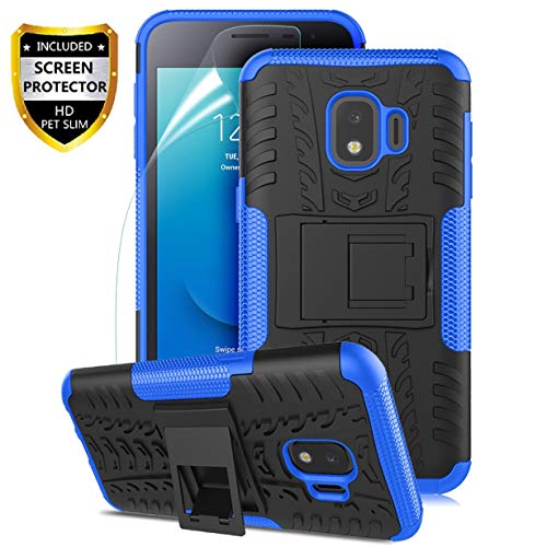 Product Cover Samsung Galaxy J2 Case,Galaxy J2 Core Case/J2 Dash/J2 Pure/J260/J2 Shine,Numy Dual Layer Shockproof,w HD Screen Protector,Protective w Kickstand Hard PC & Soft TPU Case,Attractive Tire Appearance-Blue
