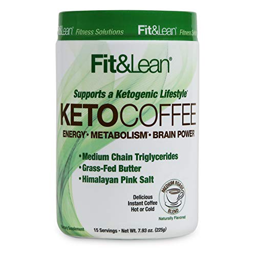 Product Cover Fit & Lean Keto Coffee Premium Gourmet Ketogenic Medium Roast Instant Coffee Blend, Coconut Oil, MCT's, Grass-Fed Butter, Caffeinated, Himalayan Pink Salt, Natural Flavors