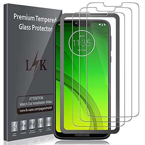 Product Cover [3 Pack] LK Screen Protector for Motorola Moto G7 Power, [New Verison] [Frame-Installation] Tempered-Glass 9H Hardness, Anti Scratch
