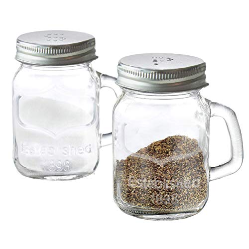 Product Cover Mini Mason Salt and Pepper Shaker Set with Handles (Clear Glass, Set of 2)