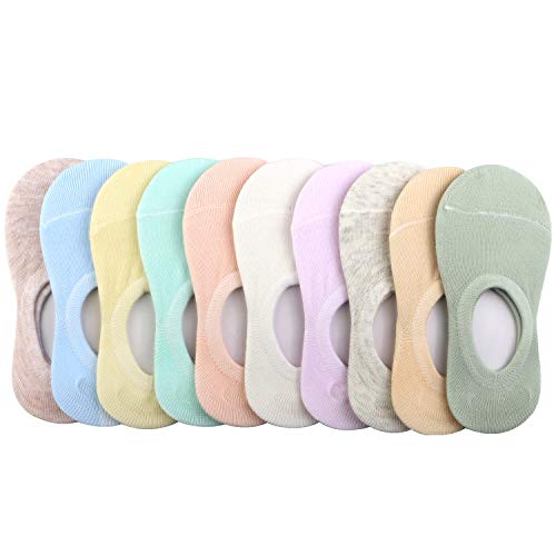 Product Cover BOOPH 10 Pairs No Show Socks for Girls Anti-slip Solid Color Low Cut Kid Sock