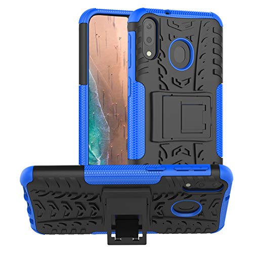 Product Cover Samsung Galaxy M20 Case,PUSHIMEI Air Cushion Heavy Duty Shockproof with Kickstand Hard PC Back Cover Soft TPU Dual Layer Protection Phone Stand Case Cover for Samsung Galaxy M20(Blue Kickstand case)