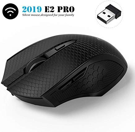 Product Cover Emopeak Silent Wireless Mouse, E2Pro-Max All Button Noiseless Click with 2.4G Optical Mice 3 Adjustable DPI Levels with USB Receiver