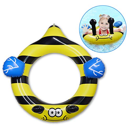 Product Cover LAFALA Pool Float Swimming Ring Inflatable Pool Float Swim Raft for Kids 6 Years up Bumblebee,Yellow