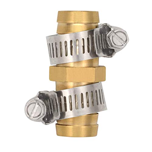 Product Cover Hanobo 5 Pack Brass Pipe Tubes of Metal 1/2 Inch Garden Water Hose Repair Mender with Stainless Clamp