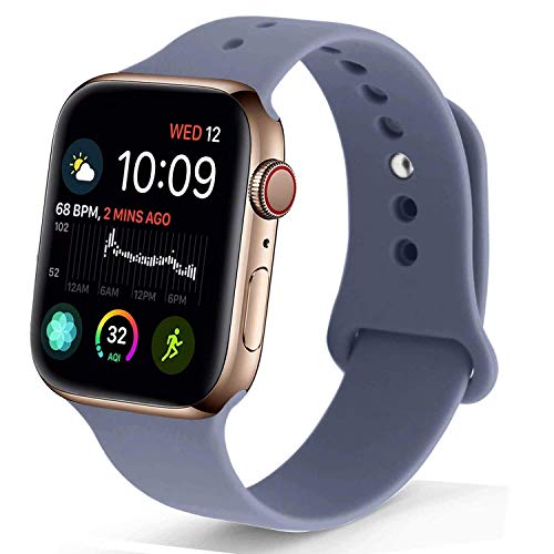 Product Cover NUKELOLO Sport Band Compatible with Apple Watch 38MM 40MM, Soft Silicone Replacement Strap Compatible for Apple Watch Series 4/3/2/1 [M/L Size in Lavender Gray Color]