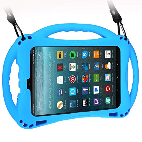 Product Cover TopEsct Kid-Proof Case for All Amazon Fire HD 8,Compatible with 7th and 8th Generation Tablets, 2017 and 2018 Releases,Handle Stand Cover Case for Kids (Blue)