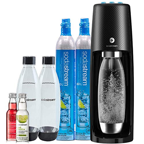 Product Cover SodaStream Fizzi One Touch Sparkling Water Maker Bundle (Black) with CO2, BPA free Bottles, and 0 Calorie Fruit Drops Flavors