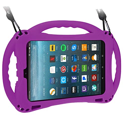 Product Cover TopEsct Kid-Proof Case for All-New Amazon Fire HD 8,Compatible with 7th and 8th Generation Tablets, 2017 and 2018 Releases,Handle Stand Cover Case for Kids (Purple)