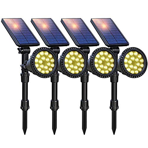 Product Cover DBF Solar Lights Outdoor Upgraded, 18 LED Waterproof Solar Landscape lights Solar Spotlight Wall Light Auto On/Off Wireless Landscape Lighting for Garden Yard Pathway Pool Area, Pack of 4 (Warm White)