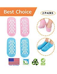 Product Cover Moisturizing Socks, 2 Pairs Gel Socks Soft Moisturizing Gel Socks, Gel Spa Socks For Repairing And Softening Dry Cracked Feet Skins, Gel Lining Infused With Essential Oils And Vitamins (Blue & Pink)
