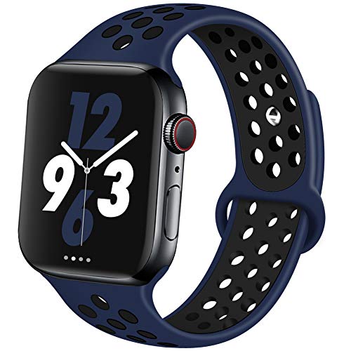 Product Cover OriBear Compatible for Apple Watch Band 44mm 42mm, Breathable Sporty for iWatch Bands Series 5/4/3/2/1, Watch Nike+, Various Styles and Colors for Women and Men(M/L,Navy-Black)
