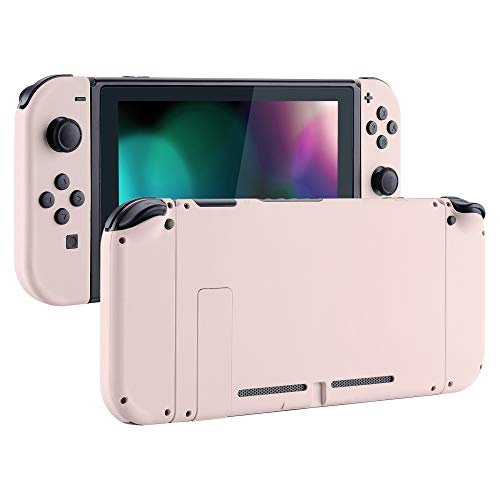 Product Cover eXtremeRate Soft Touch Grip Back Plate for Nintendo Switch Console, NS Joycon Handheld Controller Housing with Full Set Buttons, DIY Replacement Shell for Nintendo Switch - Sakura Pink