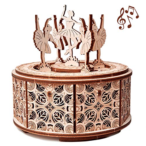 Product Cover Wood Trick Dancing Ballerina Music Box Kit Swan Lake, DIY Wooden Musical Box Ballerina - 3D Wooden Puzzle, Assembly Toy, Brain Teaser for Adults and Kids