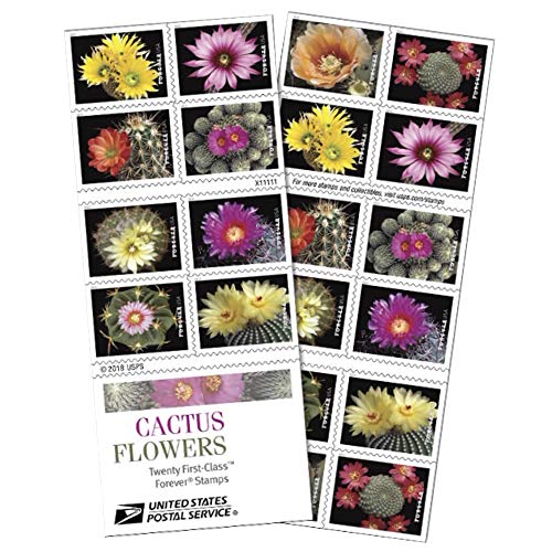 Product Cover Cactus Flowers Book of 20 Forever First Class Postage Stamps Celebration Wedding Suc