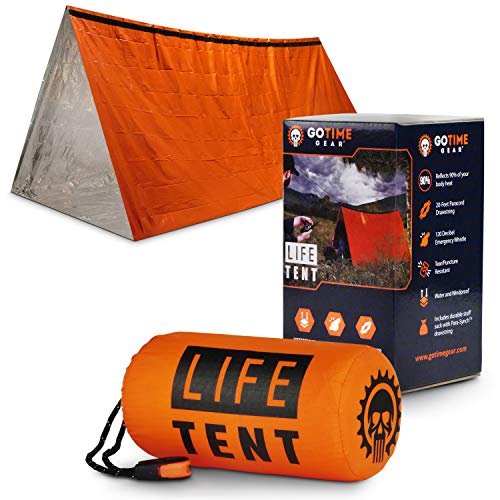Product Cover Go Time Gear Life Tent Emergency Survival Shelter - 2 Person Emergency Tent - Use As Survival Tent, Emergency Shelter, Tube Tent, Survival Tarp - Includes Survival Whistle & Paracord