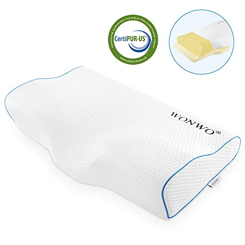 Product Cover [Updated] Wonwo Memory Foam Pillow, Orthopedic Contour Cervical Sleeping Pillow for Neck Pain, Bed Pillow for Side Sleepers, Back and Stomach Sleepers with Washable Breathable Cover