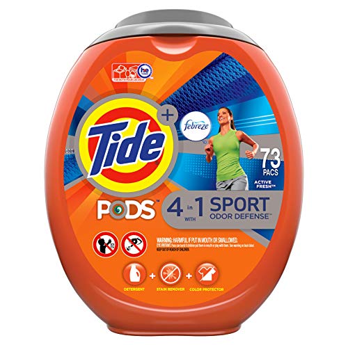 Product Cover Tide PODS Plus Febreze 4 in 1 with AVEC Sport odor defense, 73 Count (Pack of 1)